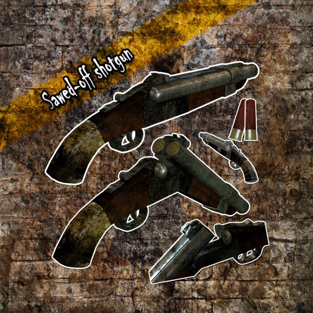 sawed off shotgun 3D मॉडल .c4d .max .obj .3ds .fbx .stl .blend 