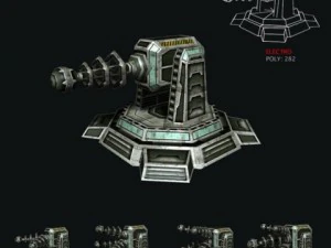 modular multilevel turrets mechs robots 3D Model