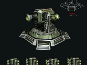 modular multilevel turrets mechs robots 3D Model