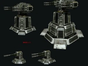 modular multilevel turrets mechs robots 3D Model