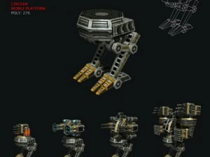 modular multilevel turrets mechs robots 3D Model