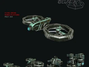 modular multilevel turrets mechs robots 3D Model