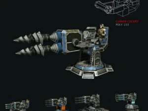 modular multilevel turrets mechs robots 3D Model