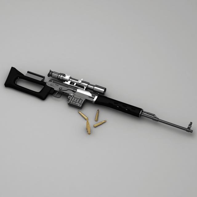 dragunov sniper rifle Model 3D .c4d .max .obj .3ds .fbx .stl .blend 