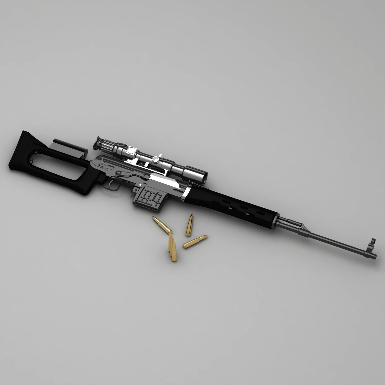 dragunov sniper rifle 3D Model .c4d .max .obj .3ds .fbx .stl .blend 