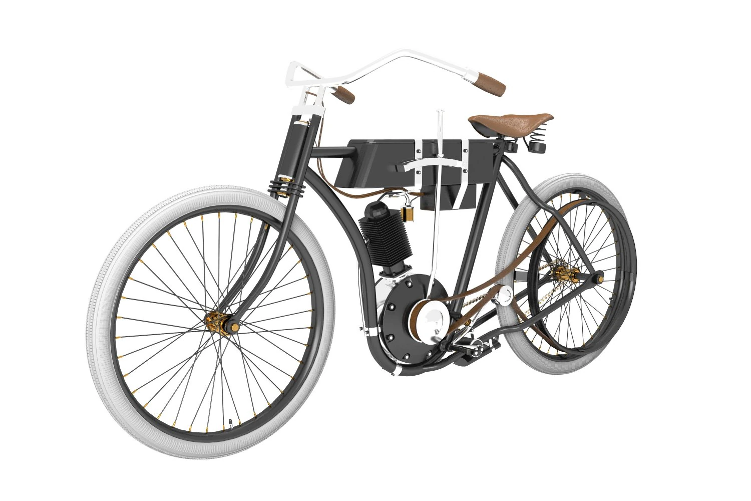 harley davidson 1908 3D Model .c4d .max .obj .3ds .fbx .stl .blend 