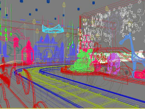 amusement park ferris wheel kids carousel children playground play ground colored toy theme 3D Model