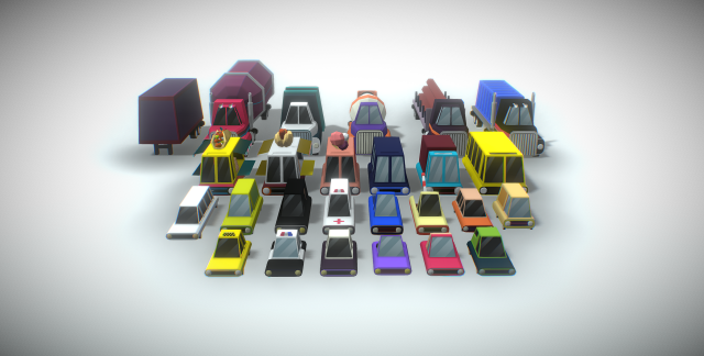 vehicles lowpoly pack Modelo 3D .c4d .max .obj .3ds .fbx .stl .blend 