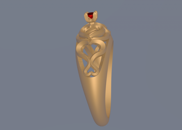ring with ruby 3D-printmodel .c4d .max .obj .3ds .fbx .stl .blend 