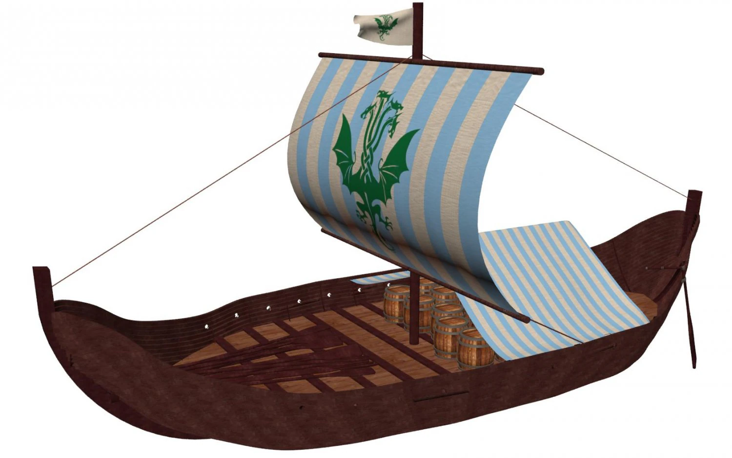 viking cargo ship knorr 3D Model .c4d .max .obj .3ds .fbx .stl .blend 