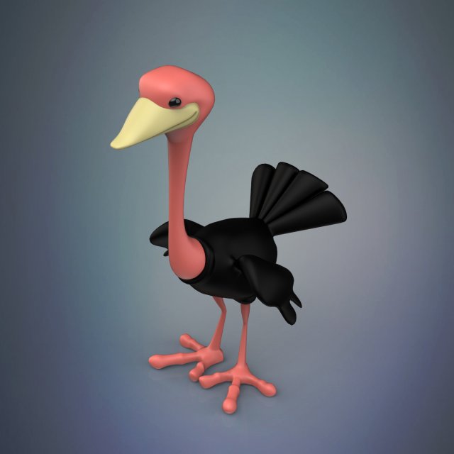 cartoon ostrich 3D Модель .c4d .max .obj .3ds .fbx .stl .blend 