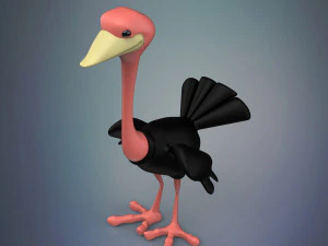 avestruz de desenho animado Modelo 3D