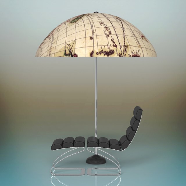 parasol sunbed 3D Модель .c4d .max .obj .3ds .fbx .stl .blend 