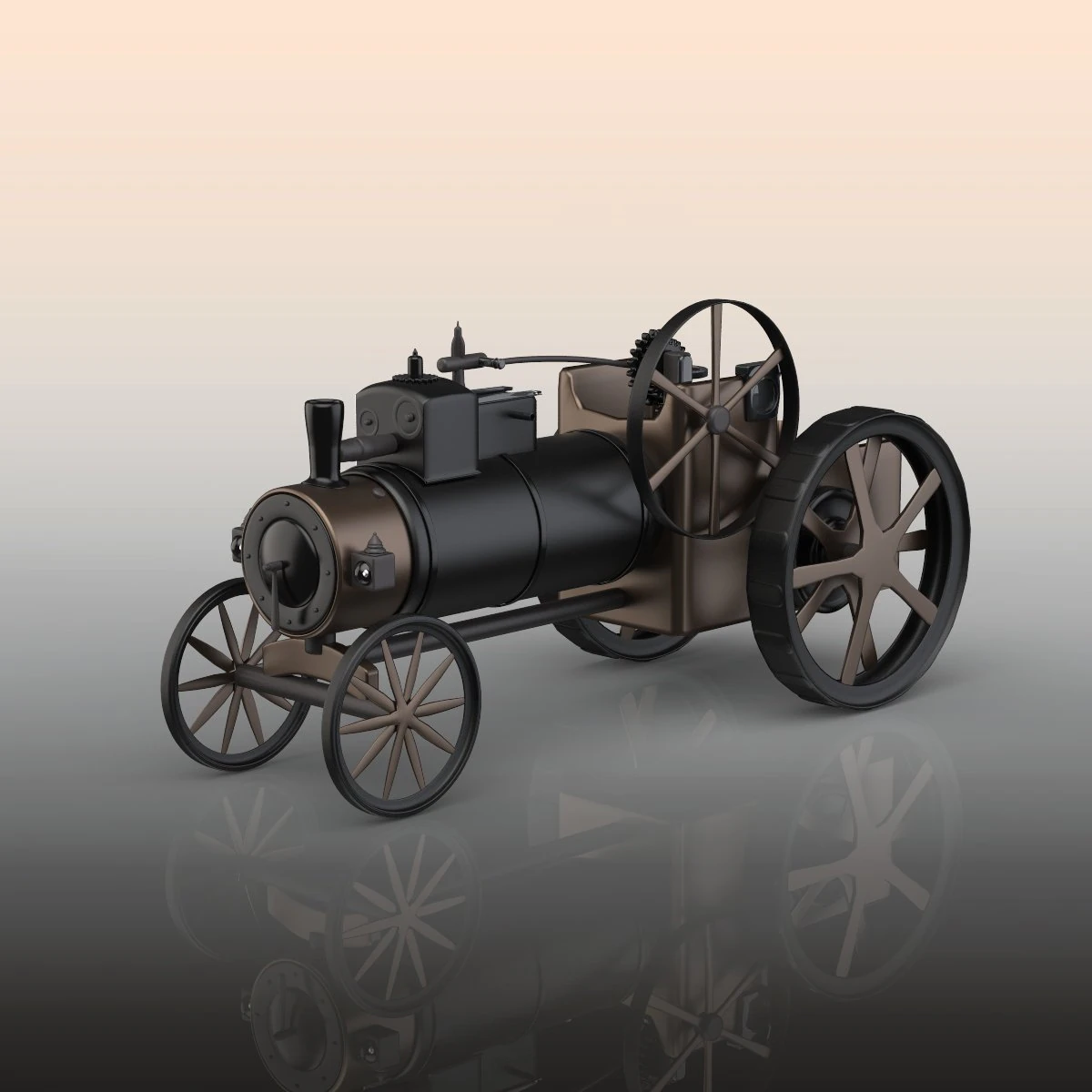 vintage tractor 3D Model .c4d .max .obj .3ds .fbx .stl .blend 