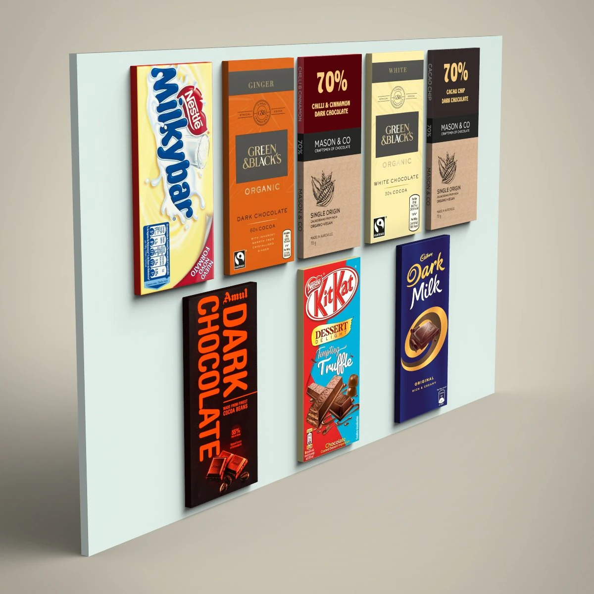 chocolate bars set 3D Model .c4d .max .obj .3ds .fbx .stl .blend 