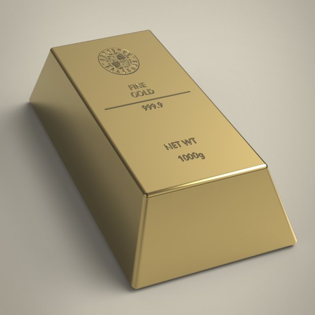 gold ingot Modèle 3D .c4d .max .obj .3ds .fbx .stl .blend 