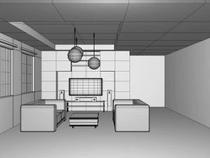 living room base mesh 3D Model