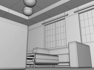 living room base mesh 3D Model
