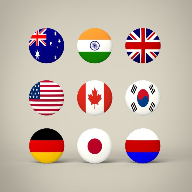 flag badges collections Modelo 3D .c4d .max .obj .3ds .fbx .stl .blend 