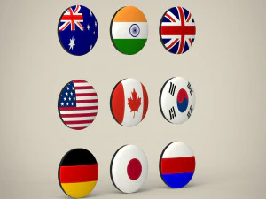 flag badges collections 3D Model