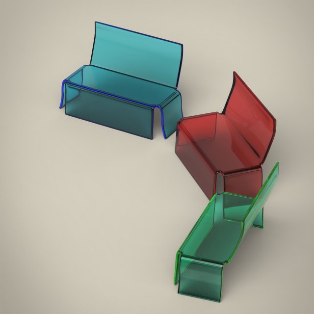 glass bench Model 3D .c4d .max .obj .3ds .fbx .stl .blend 