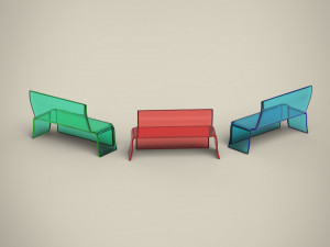 glass bench Model 3D