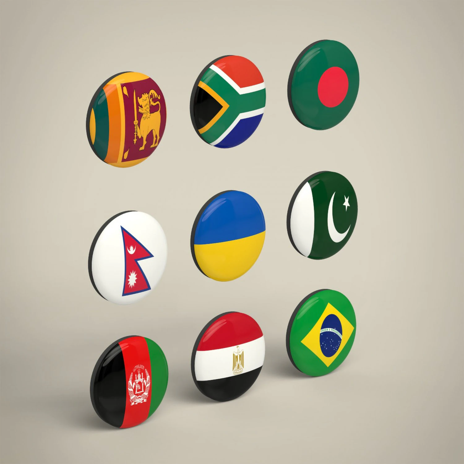 Flag Badges Collections 3D Model .c4d .max .obj .3ds .fbx .stl .blend 