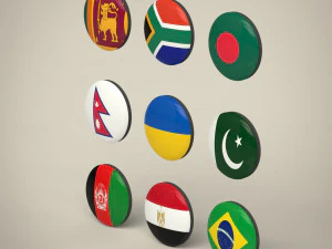 Flag Badges Collections 3D Model