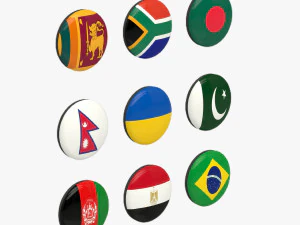 Flag Badges Collections 3D Model