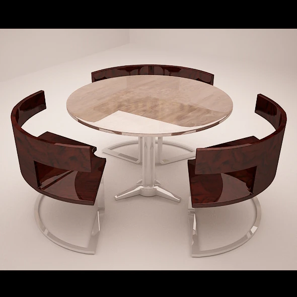 cafe round table set 3D Model .c4d .max .obj .3ds .fbx .stl .blend
