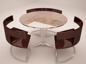 cafe round table set 3D Model