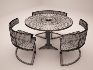 cafe round table set Modelo 3D