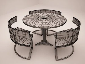 cafe round table set 3D Model