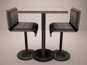 conjunto de cadeiras para caf&eacute; Modelo 3D