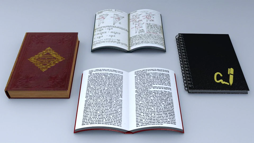 office books 3D Model .c4d .max .obj .3ds .fbx .stl .blend