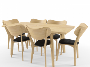 nice oak table and chair Modelo 3D