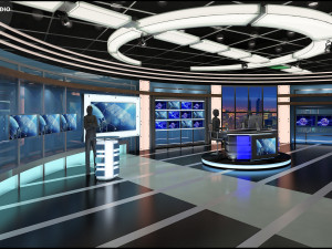 Virtual TV Studio News Set 27 3D Model