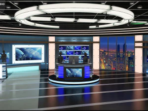 Virtual TV Studio News Set 27 3D Model