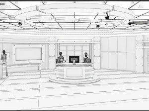 Virtual TV Studio News Set 27 3D Model