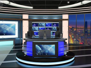 Virtual TV Studio News Set 27 3D Model