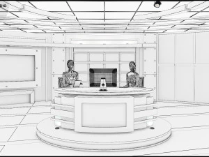 Virtual TV Studio News Set 27 3D Model