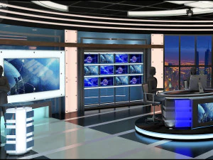 Virtual TV Studio News Set 27 3D Model