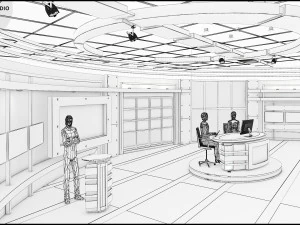 Virtual TV Studio News Set 27 3D Model
