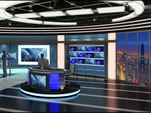 Virtual TV Studio News Set 27 3D Model