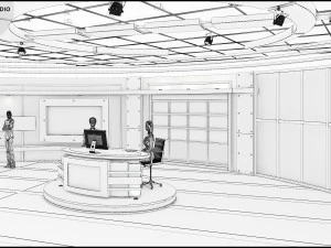 Virtual TV Studio News Set 27 3D Model