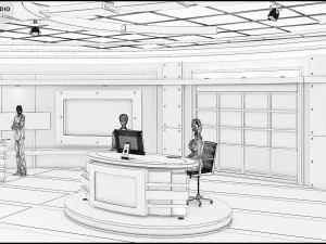 Virtual TV Studio News Set 27 3D Model