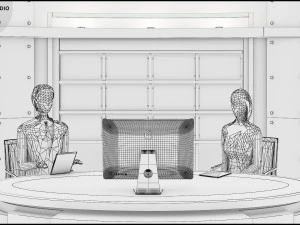 Virtual TV Studio News Set 27 3D Model