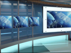 Virtual TV Studio News Set 27 3D Model