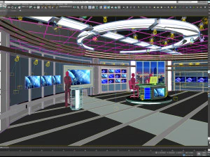 Virtual TV Studio News Set 27 3D Model