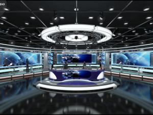 Virtual TV Studio News Set 1 3D Model